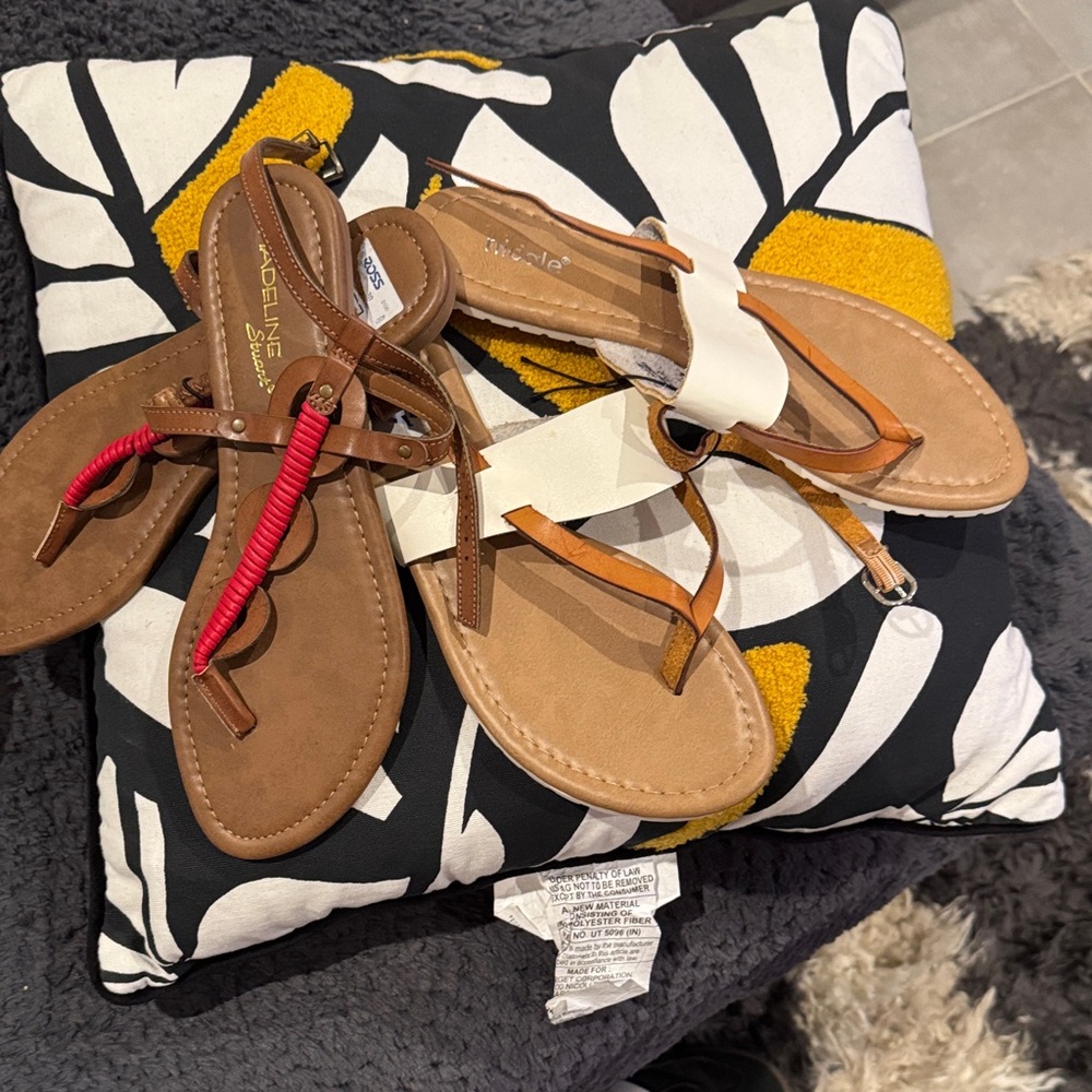 Brown and White Sandals